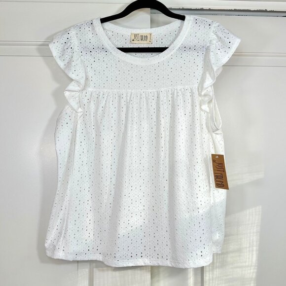 Just Found White Eyelet Embroidery Butterfly Sleeve Top XL - NEW - Picture 1 of 7